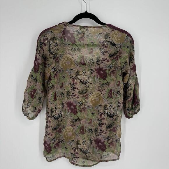 Vintage 90s y2k top shirt blouse floral lace sheer renaissance festival cottage - Picture 5 of 5